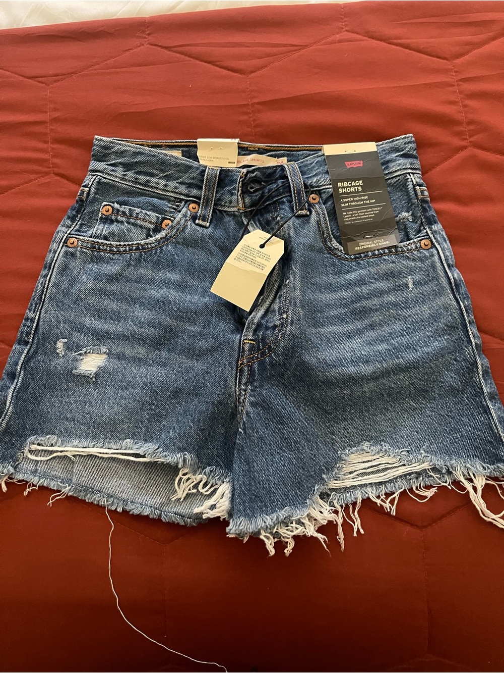 Levi's Distressed Denim Cutoff Shorts - Blue